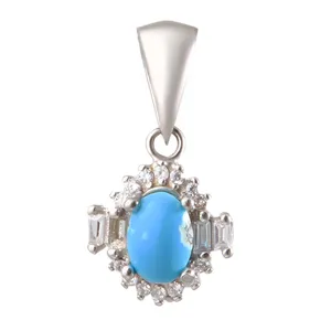 آویز گردنبند نقره زنانه بازرگانی میلادی مدل فیروزه کد PKR_220