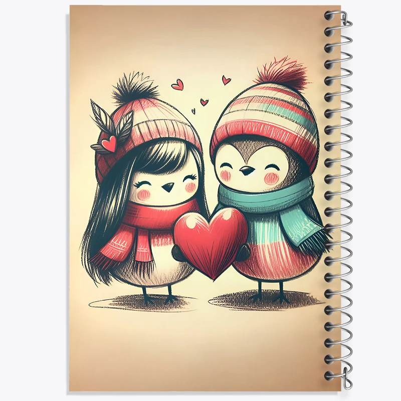 دفتر ژورنال نویسی 50 برگ خندالو مدل نقطه ای طرح پنگوئن های عاشق کد F7109