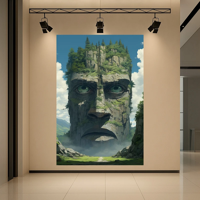 تابلو بوم طرح مخمل مجسمه سنگی مدل طبیعت کدAR3058721