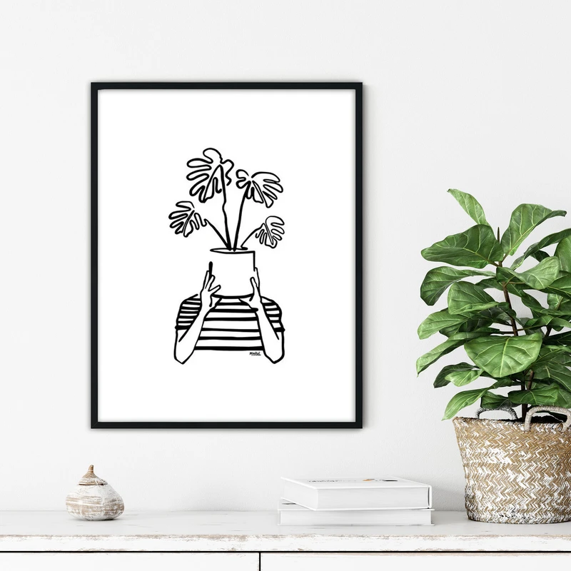 تابلو آتریسا طرح لاین آرت مدرن مدل ATFL165 فریم مشکی