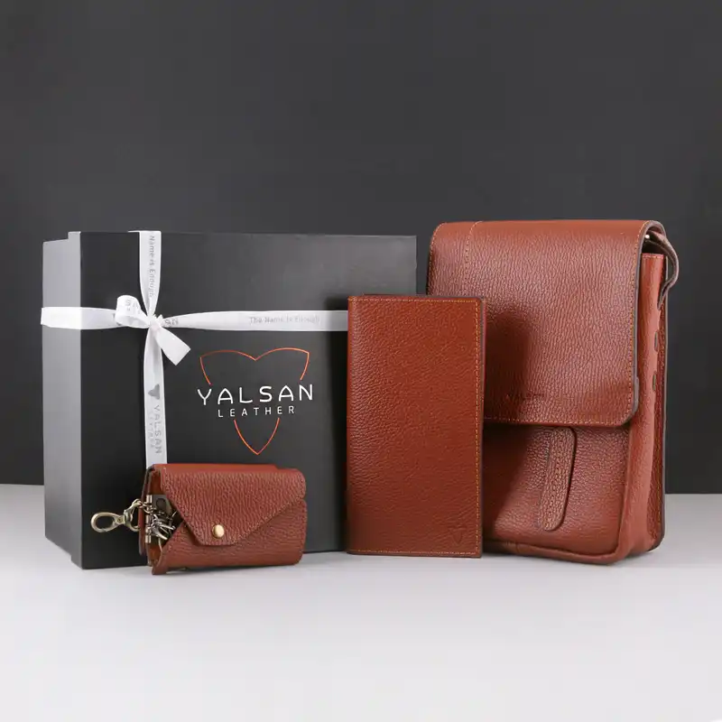 ست هدیه مردانه چرم یلسان مدل ماهان 3 کد PRL-ARN-059-GF