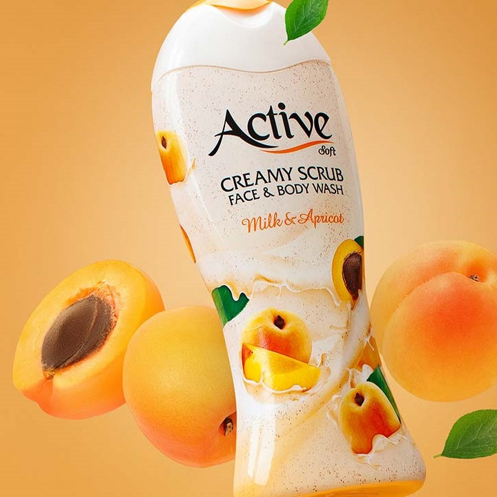 شامپو بدن  اکتیو مدل شیرزردآلو وزن 400 گرم بسته 2 عددی