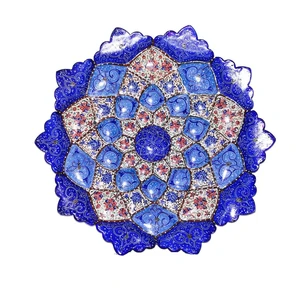 بشقاب مسی میناکاری گوهرچین کد 85647 قطر 20 سانتی متر