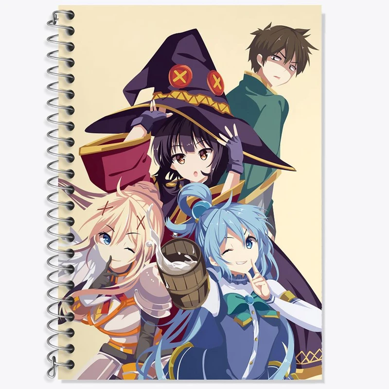 دفتر زبان 50 برگ خندالو مدل سه خط طرح انیمه کونوسوبا Konosuba کد 27159