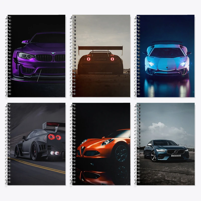 دفتر زبان 50 برگ خندالو مدل دو خط طرح ماشین اسپرت کد 597 مجموعه 6 عددی