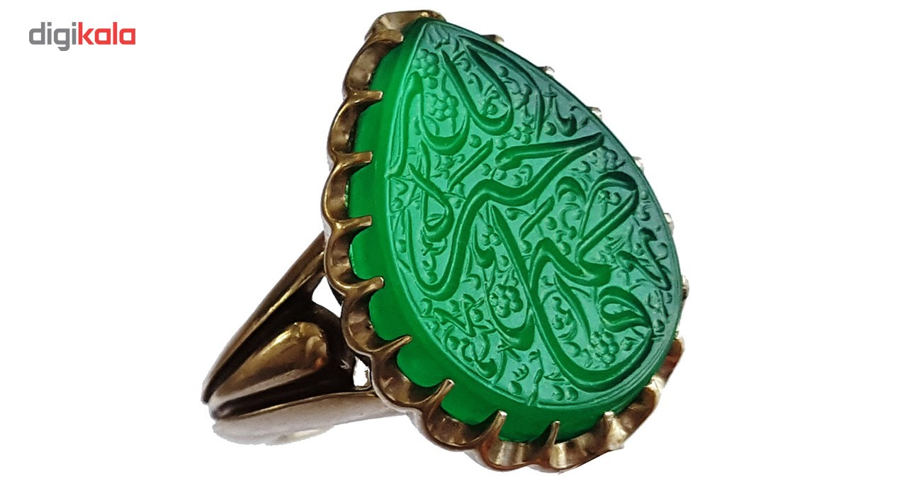 انگشتر نقره جواهرسرا مدل عقیق سبز خطی کد a276jw