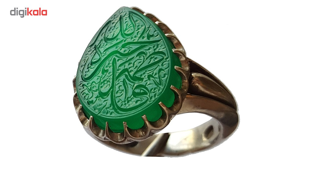انگشتر نقره جواهرسرا مدل عقیق سبز خطی کد a276jw