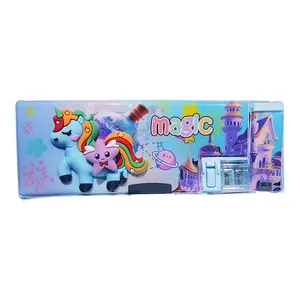 جامدادی مدل مگنتی اسکویشی دار طرح اسب تک شاخ و ستاره متحرک برجسته