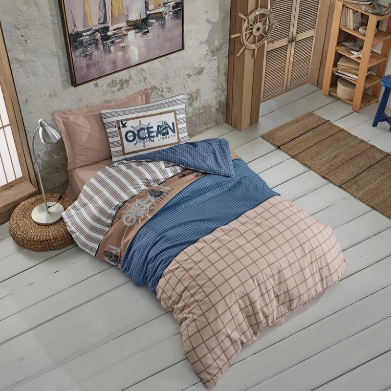 سرویس ملحفه 1 نفر 3 تکه کاتن باکس مدل Girls & Boys Ocean Lacivert (FTT)