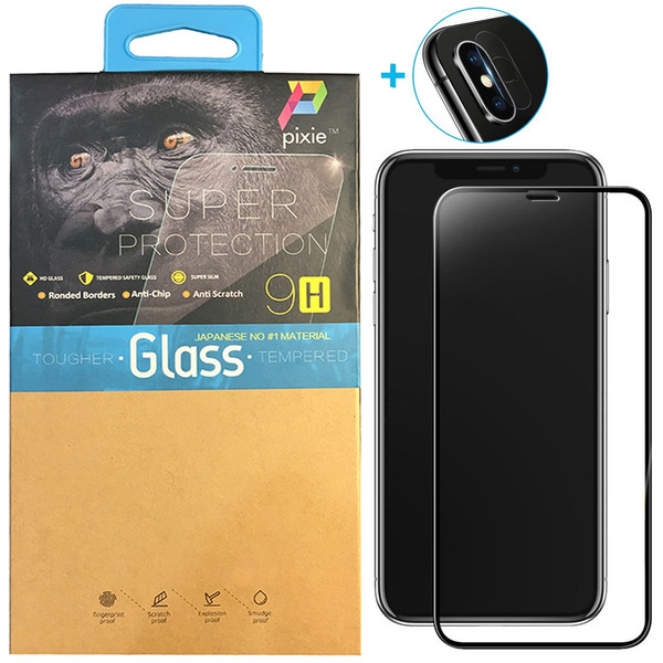 محافظ صفحه نمایش و لنز تمام چسب شیشه ای پیکسی مدل 5D  مناسب برای گوشی اپل آیفون X