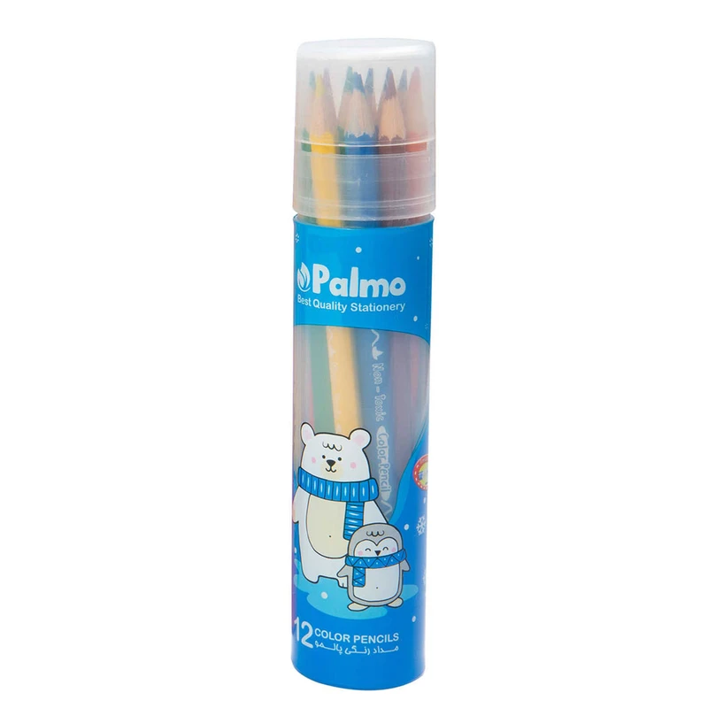 مداد رنگی 12 رنگ پالمو مدل استوانه ای کد 3216