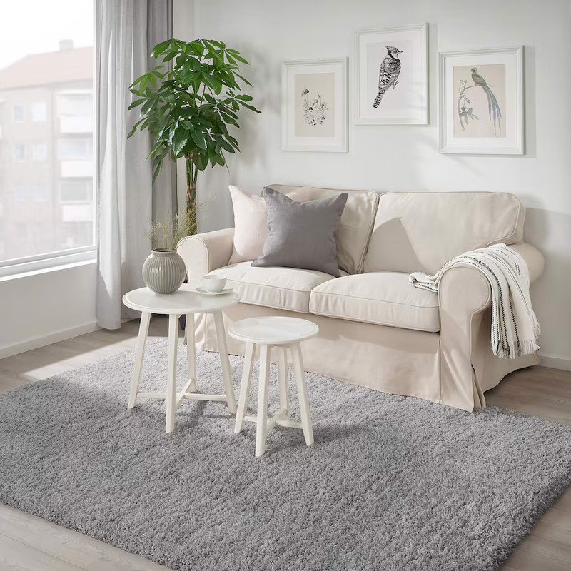 فرش ماشینی ایکیا مدل VOLLERSLEV زمینه طوسی