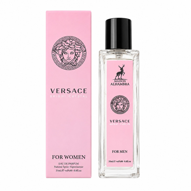 عطر جیبی زنانه الحمبرا مدل VERSACE BRIGHT CRYSTAL با رایحه گلی میوه ای و ترش حجم 35 میلی‌لیتر