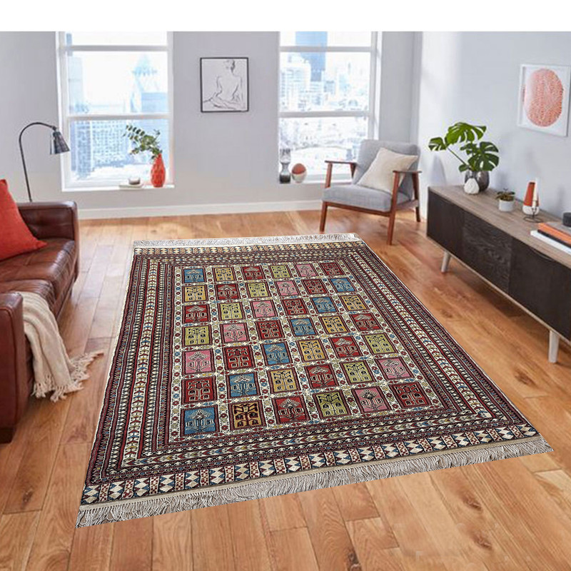 فرش دستباف دو و نیم متری طرح خشتی مدل AA