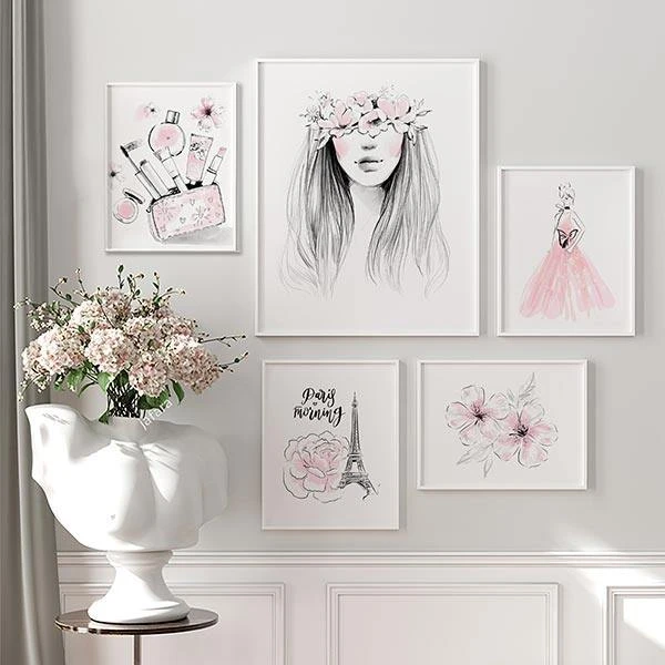 تابلو مدل طرح آرایش دخترانه کد T110218 مجموعه 5 عددی