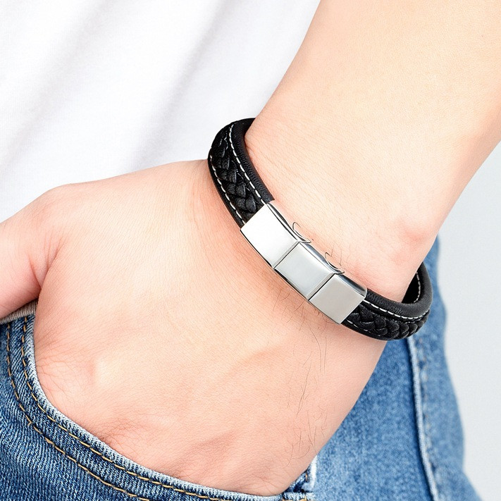 دستبند مردانه گالری گوهرسنگ مدل چرمی کد OT_146