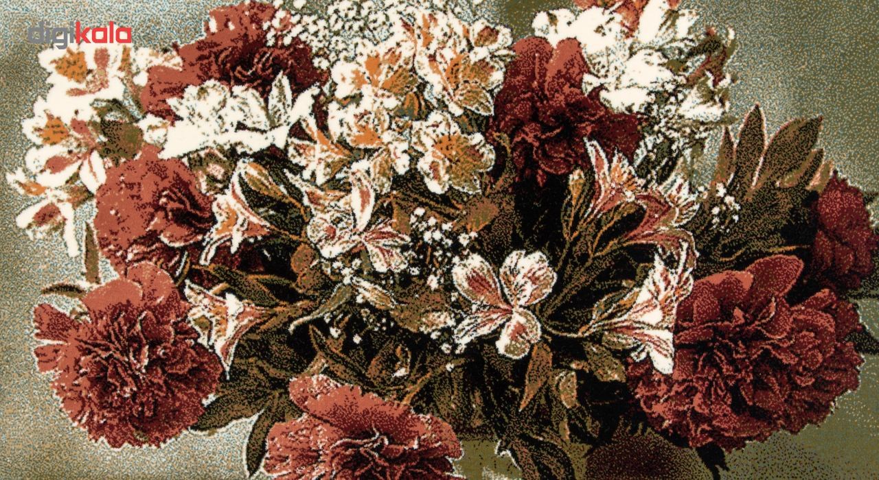 تابلو فرش ماشینی دنیای فرش طرح گل با گلدان کد 156