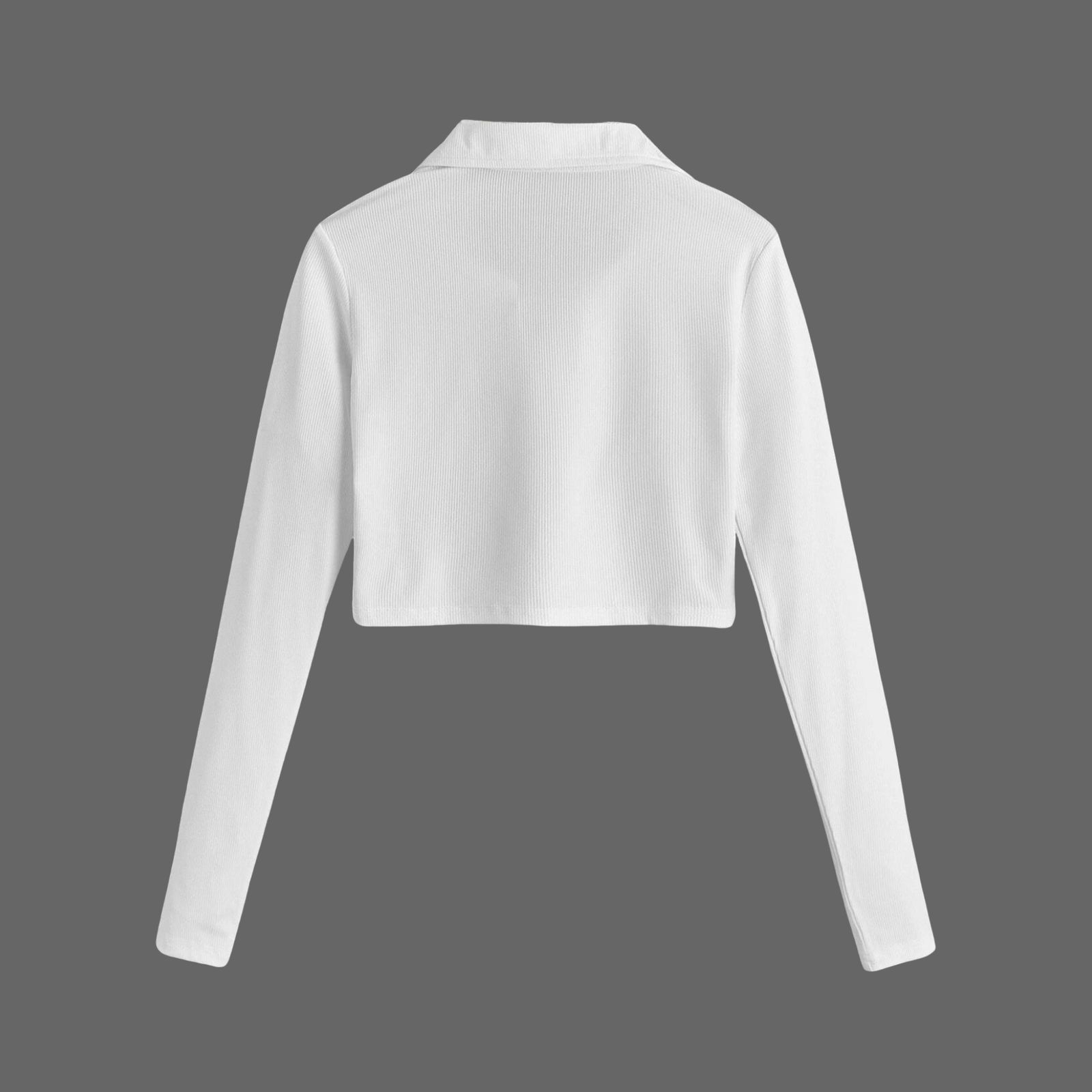 کراپ‌تی شرت آستین بلند زنانه آرمادیا مدل یقه دار کبریتی -  - 2