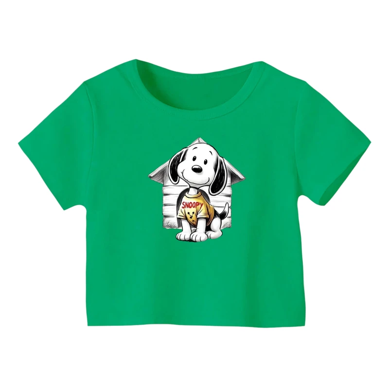 کراپ‌ تی‌شرت آستین کوتاه زنانه مدل اسنوپی کد ۵۷