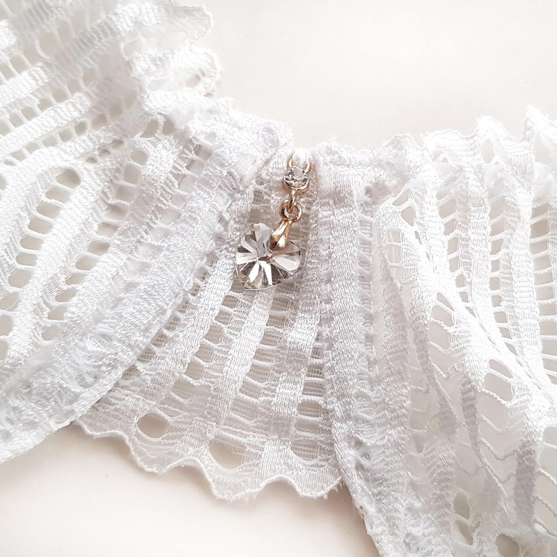 ست شورت و سوتین زنانه میسا مدل فنردار گیپوری کد 4735-6115 رنگ سفید