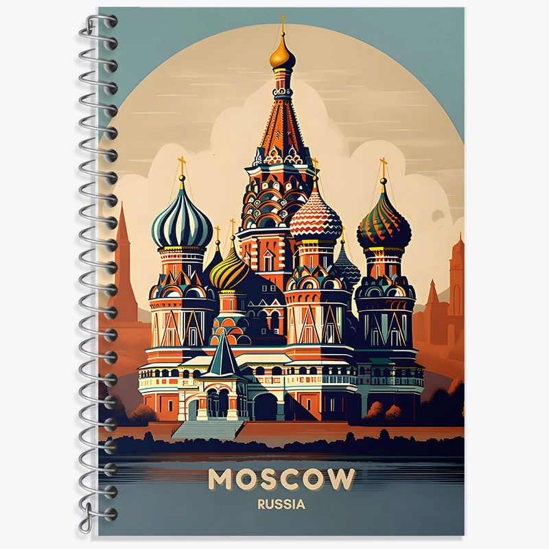 دفتر زبان 50 برگ خندالو مدل سه خط طرح موسکو (Moscow) کد F6369
