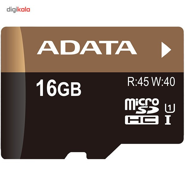 کارت حافظه‌ microSDHC ای دیتا مدل Premier Pro کلاس 10 استاندارد UHS-I U1 سرعت 45MBps ظرفیت 16 گیگابایت