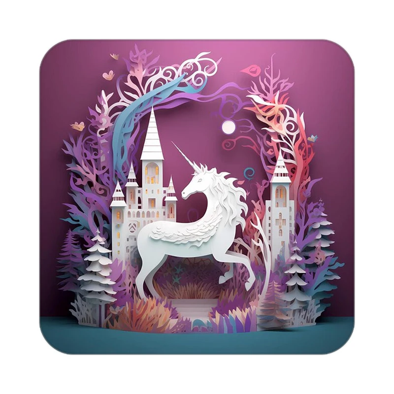 زیر لیوانی کاکتی طرح اسب تک شاخ و یونیکورن مدل mp30657