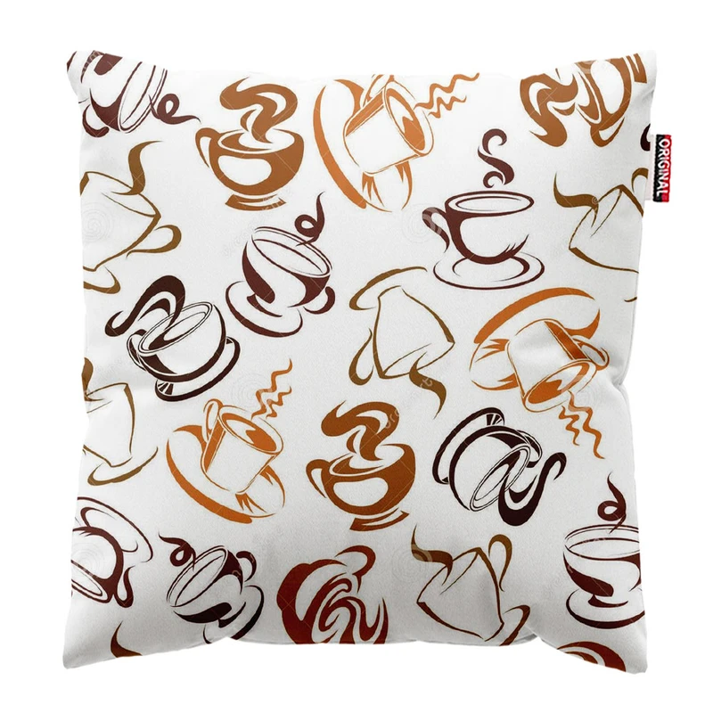 کوسن پاد آفرین طرح قهوه کافی کافه coffee کد 4034 سایز 40*40 سانتی متر