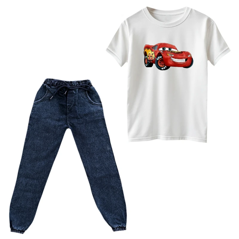 ست تی‌شرت و شلوار پسرانه مدل ماشین ها کد ۲