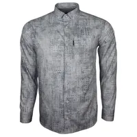 پیراهن آستین بلند یقه برگردان مردانه مدل هندسی زرین جیبدار 17