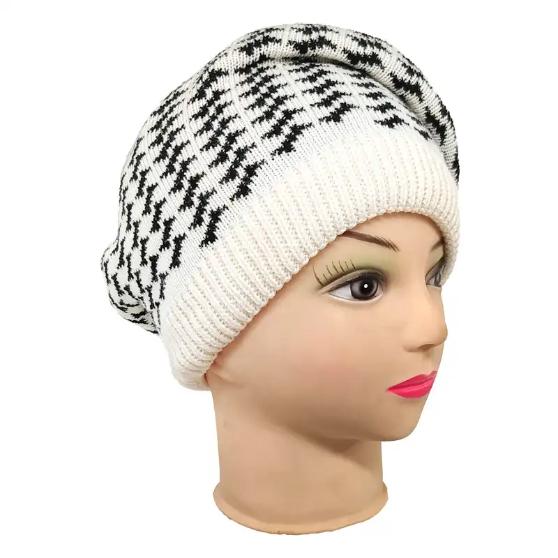 ست کلاه و شال گردن بافتنی بچگانه سام مدل 438 رنگ سفید