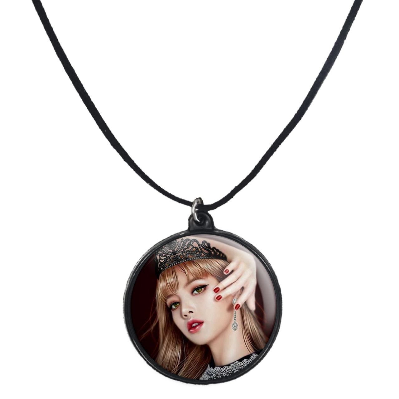 گردنبند پرمانه طرح بلک پینک کد pmb.6967 مدل دو طرفه