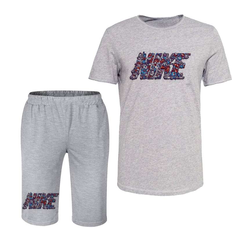 ست تی شرت و شلوارک مردانه مدل 22 رنگ طوسی