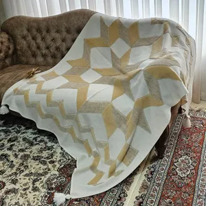 شال مبل و تخت مدل پانجدوزی طرح ستاره سایز 140×175 سانتی متر 