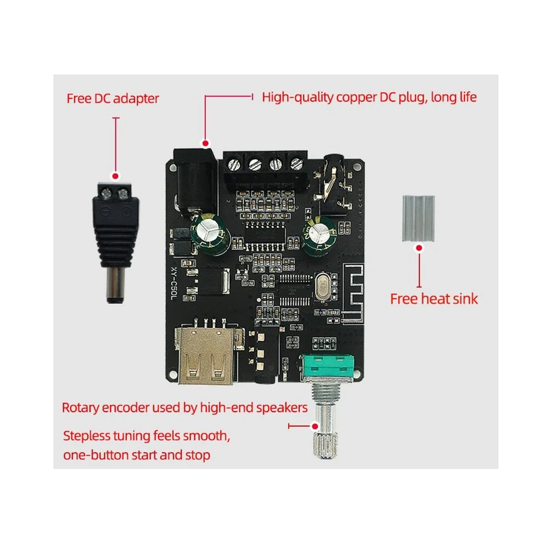 عکس شماره 11 : ماژول آمپلی فایر بلوتوثی مدل 50w_x2 کد a type usb