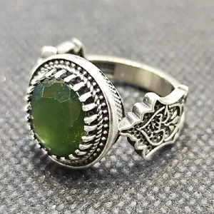 انگشتر نقره مردانه مدل سنگ زمرد کد 61