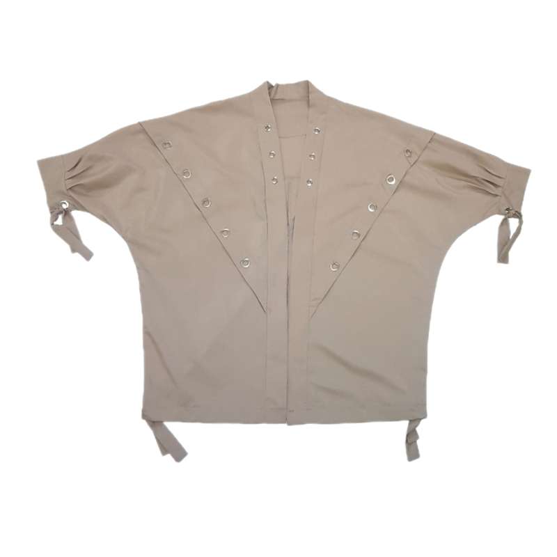 مانتو کتی زنانه مدل بقل حلقه رنگ کرم