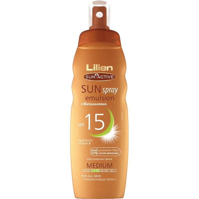 اسپری آفتاب لیلین سان اکتیو مدل Sun Spray With Betacaroten با SPF15 حجم 200 میلی لیتر اسپری آفتاب لیلین سان اکتیو مدل Sun Spray With Betacaroten با SPF15 حجم 200 میلی لیتر