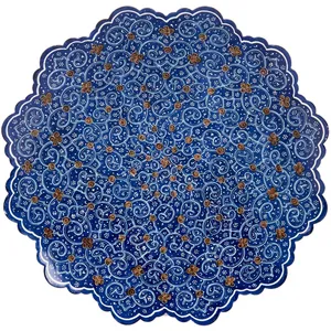 بشقاب مسی میناکاری شده اثر شیرازی طرح اسلیمی قطر 25 سانتی متر
