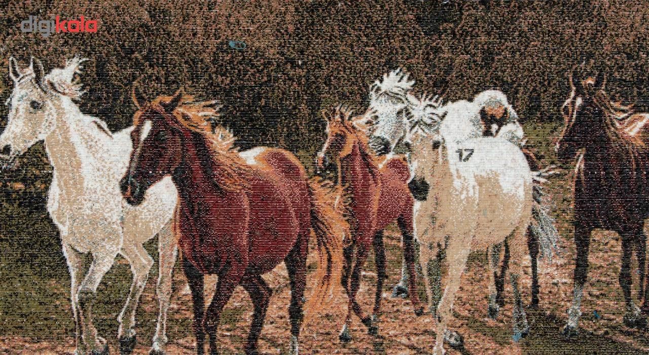 تابلو فرش ماشینی دنیای فرش طرح اسب های وحشی کد 162