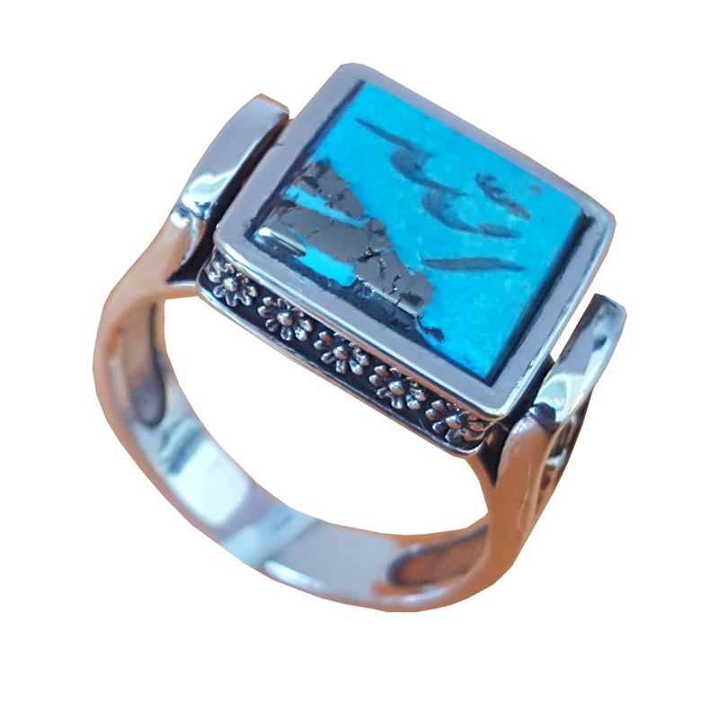 انگشتر نقره فیروزه بلو استون مدل 396110205