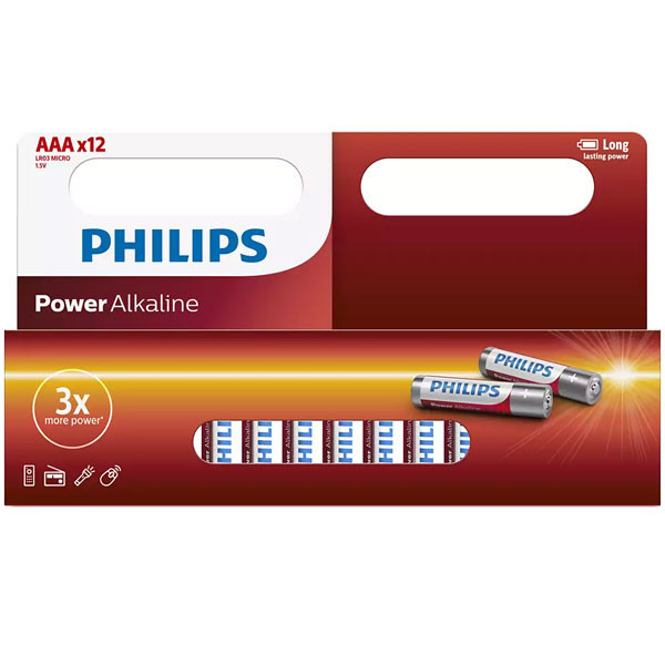  باتری نیم قلمی فیلیپس مدل LR03P12B/97 بسته 12 عددی