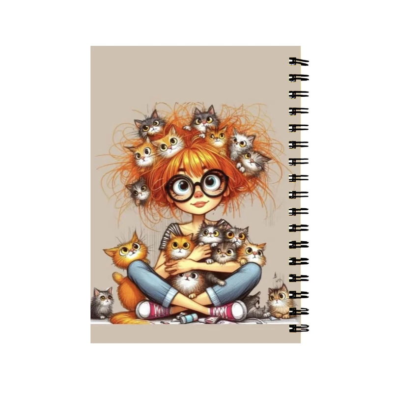 دفتر مشق 60 برگ طرح دختر و گربه کد 65