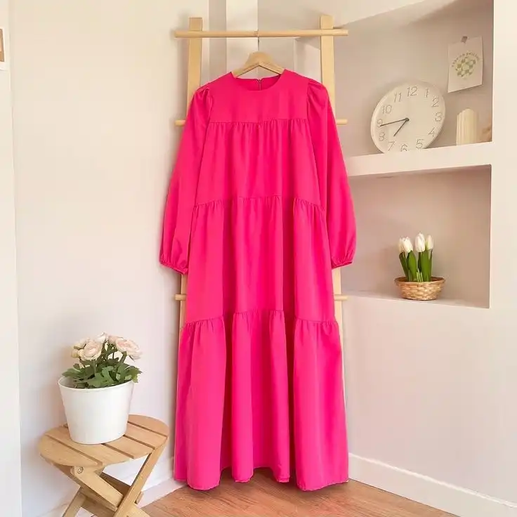 پیراهن زنانه مدل عبایی رنگ سرخابی