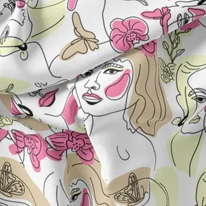 پارچه لباس مدل کرپ حریر طرح کوبیسم کد 9017A