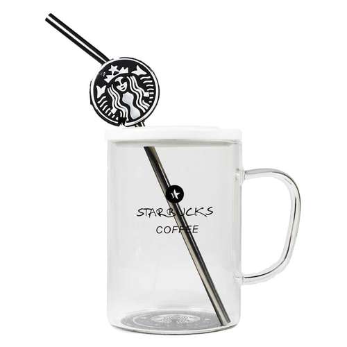 ماگ شیشه ای دردار مدل Starbucks طرح 3