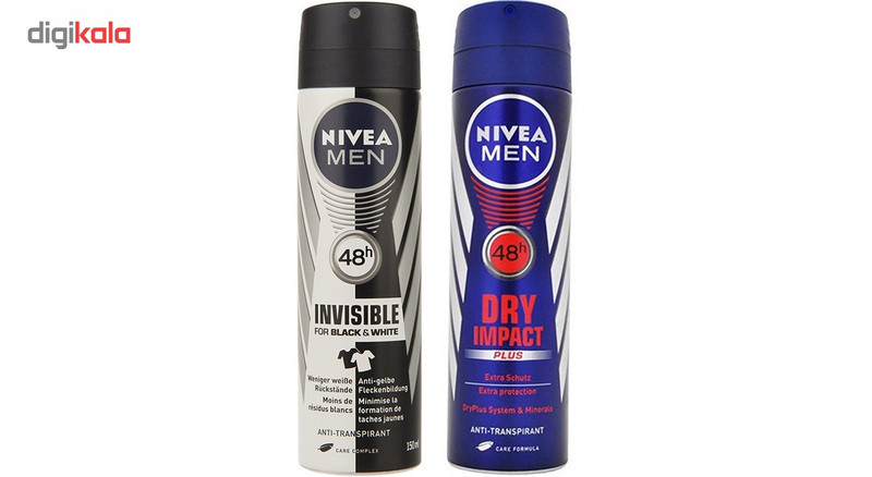 اسپری بدن مردانه نیوآ مدل Invisible Dry and Impact Plus حجم 150 میلی لیتر بسته 2 عددی اسپری بدن مردانه نیوآ مدل Invisible Dry and Impact Plus حجم 150 میلی لیتر بسته 2 عددی