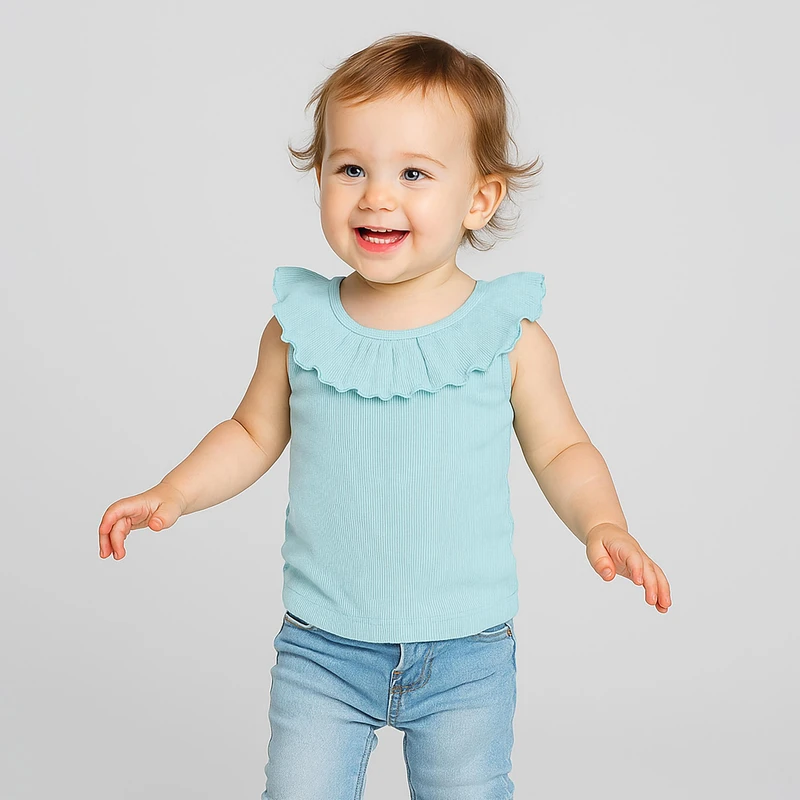 تاپ دخترانه دل آویز مدل T371 رنگ فیروزه ای