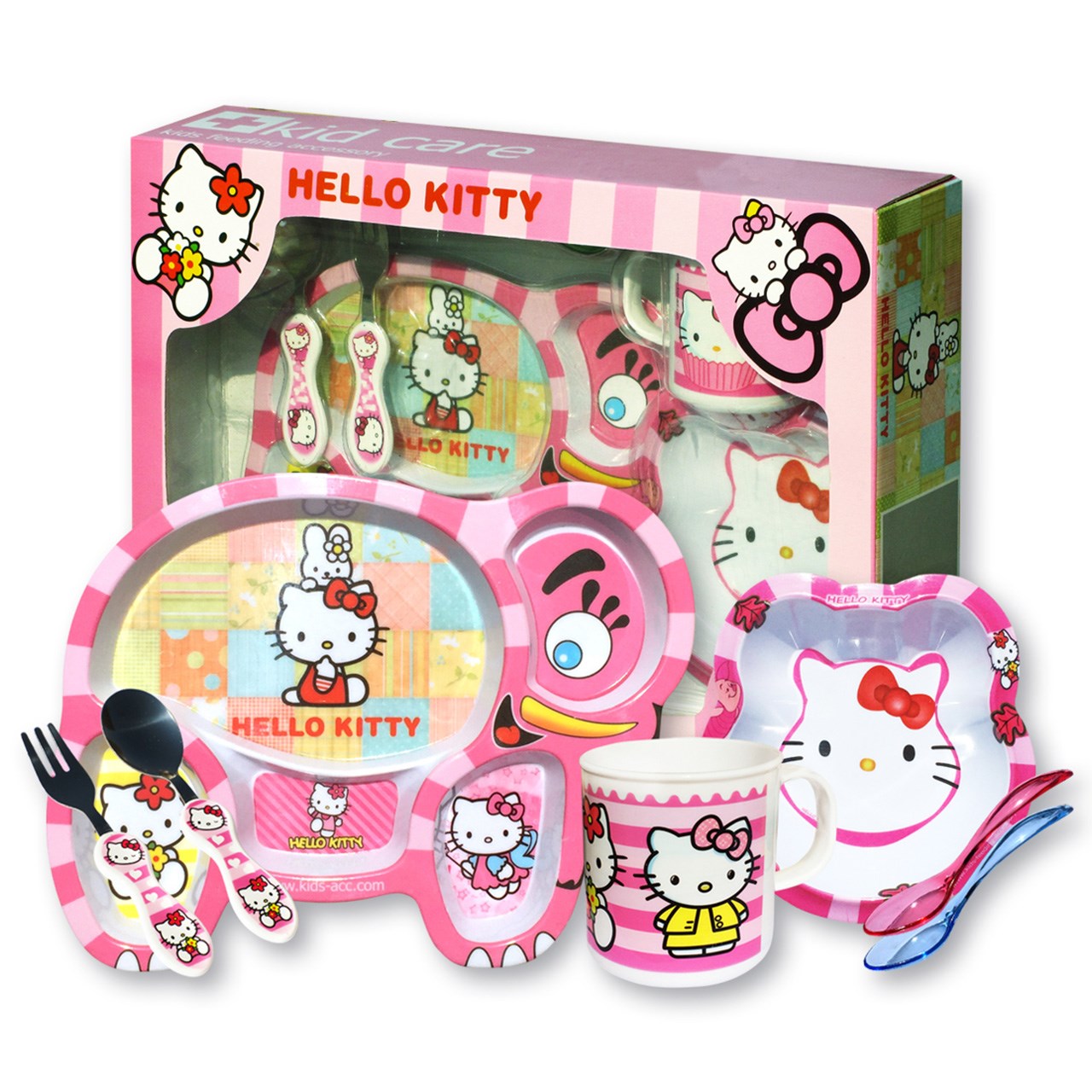 ست 7 تکه غذاخوری کودک کیدکر مدل Hello Kitty