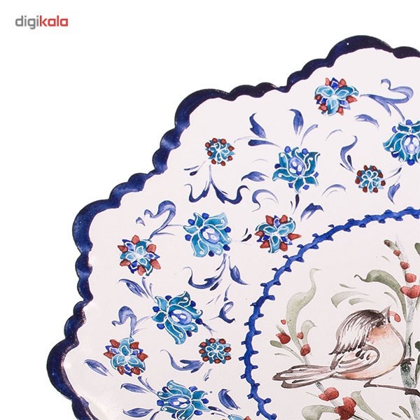 بشقاب مسی میناکاری شده اثر صالحی زاده طرح 2 قطر 16 سانتی متر